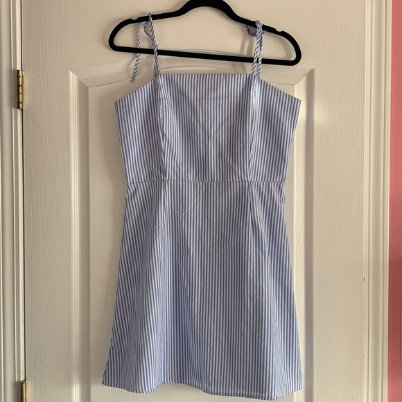 shein blue and white striped dress
